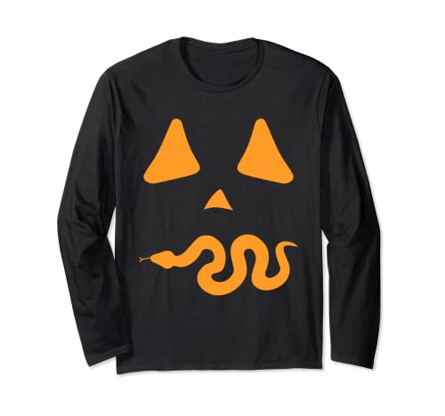 Halloween Jackolantern Snake Serpent Mouth Funny Spooky Face Long Sleeve T-Shirt