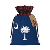 South Carolina Flag Print Reusable Gift Bags with Drawstring â€“ Xmas Snowflake Christmas Party Favor Sacks