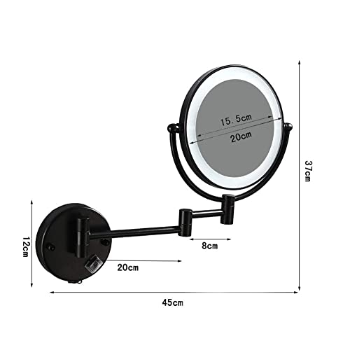Miroir de maquillage mural LED extensible et pivotant pour rasage précis
