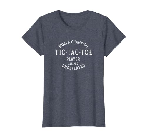 Retro World Champion Tic-Tac-Toe Player Undefeated T-Shirt, Women, Heather Blue, Large