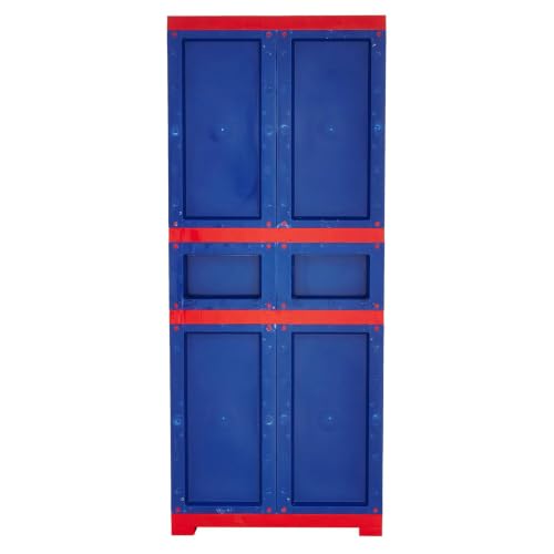 Image of Nilkamal Freedom FMDR1CE Plastic Wardrobe for Storage|3-Year Warranty|Clothes Cupboard with Shelves & Utility Drawer|Almirah for Home, Living Room, Bed Room| Adults & Kids|Pepsi Blue /Bright Red /Yellow