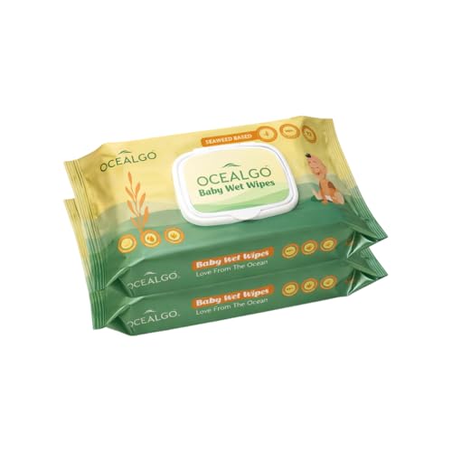 Image of Seaweed Baby Wipes (2 pk) | 99% Pure Water, Aloe Vera, Vitamin E | Gentle for Face & Body | Hydrating, Alcohol-Free, Dermatologically Tested | Smooth Design for Newborn Skin | 72 wipes /Pack
