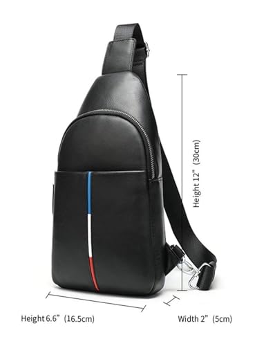 Men’s Leather Sling Bag, Crossbody Chest pack, Casual Shoulder Daypack for Hiking, Travel, Sports2