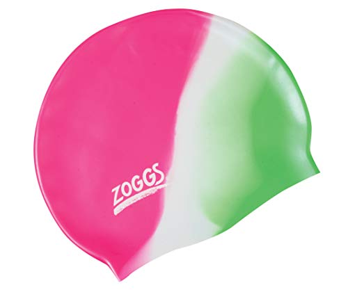 Zoggs Gorro de natación, Juventud Unisex, Rosa/Blanco/Verde, 6-14 años