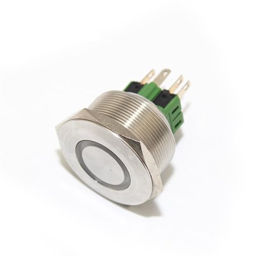 Interruptor de botón de metal resistente de 28mm con anillo led amarillo 12v momentáneo 3