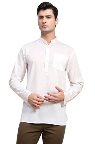 Image of SKAVIJ Men's Long Sleeve Short Tunic Ethnic Wear Cotton Kurta