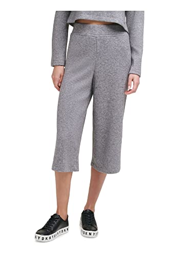DKNY Womens Heathered Wide Leg Cropped Pants Gray XL