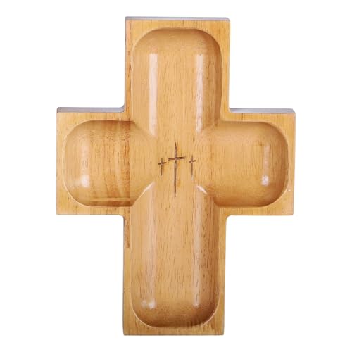 Ciotola da preghiera in legno – Vaso religioso di grande capacità, scatola a croce in legno massello, centrotavola rustico | Piatto da portata spirituale per tutti i giorni, colazione, insalata, torte