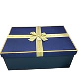 Caja de regalo extra grande con tapa de papel triturado (mediano: 42 cm x 27,5 cm x 17,5 cm) para embalaje de regalos grandes, 1 caja de presentación premium con cinta para cumpleaños, Navidad, boda