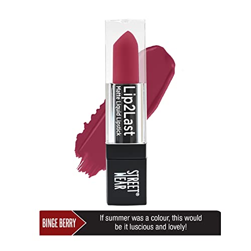 Image of STREET WEAR Lip2Last Matte Liquid Lipstick -Go Go Rose (Pink) - 5 ml - Transferproof, Smudgeproof, Mask Friendly, Non-Drying Formula, Enriched With Vitamin E - Lasts AM To PM!