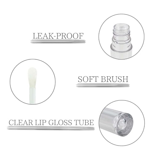 Image of Hunky Dory Plastic 12pcs 3ml Round White Travel Empty Lip Gloss,Lip Care,Costemic, Oil Bottles Transparent Empty Clear Lip Containers Tubes,Refillable Bottle with Plug (12)
