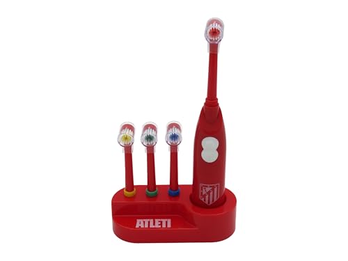 CYPBRANDS CyP Brands-Atlético de Madrid, Spazzolino da denti, Toelettatura, Igiene orale, Spazzola vibrante, Funzionamento a batteria, Colore rosso, Prodotto ufficiale