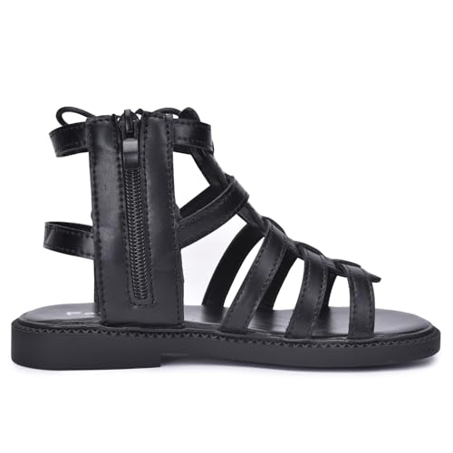 Image of Skeblo Girls Rivet Gladiator Sandals Summer Princess Dress Strappy Flats Zip Up Boots Shoes