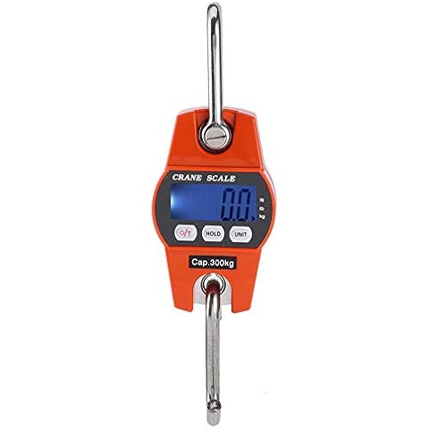 Mini Tragbare Digitale Lcd-anzeige Hängeskala Elektrische Waage Balance Angelwaage Hängehakenwaage Mit Ergonomischem Griff 300 Kg Waage Zugwaage Wildwaage Hängewaage Orange Cover