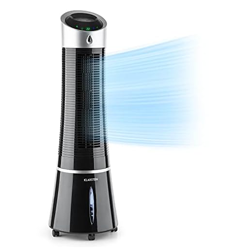 Klarstein Luftkühler mit Wasserkühlung, 5-in-1 Verdunstungskühler, Luftbefeuchter, Ventilator, Luftreiniger & Nachtmodus, Mobile Klimageräte Luftkühler 6L, 45 Watt Air Cooler, 180 m³/h Luftstrom