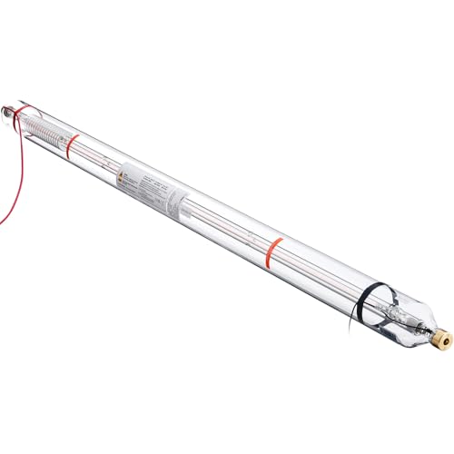 Happybuy 130W CO2 Laser Tube, 65 in (1650 mm) Length, 3.1 in (80 mm) Dia Borosilicate Glass Laser Cutter Tube with Metal Head, 10,000hr Wires Preconnected for Laser Engraver Engraving Cutting Machine