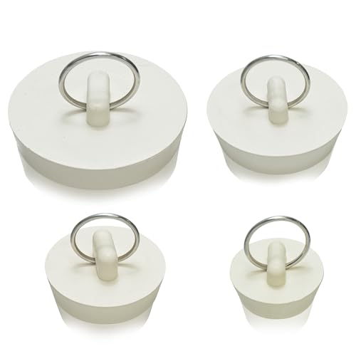 4 Pcs Bathroom Sink Plugs Replacement Universal Bath Plugs for Sinks Rubber Bathtub Plug Sink Stopper with Hanging Ring for Kitchen Bathtub Bathroom(4 Sizes)