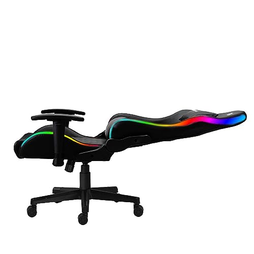Cadeira Gamer Fox Racer até 130kgs com RGB e Iluminação LED com almofadas Reclinável Preta