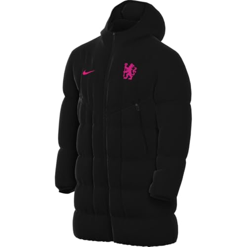 Nike Chelsea Fc Chelsea Strike Windrunner Primaloft Storm-Fit Parka de fútbol con capucha (hombre), negro/rosa Prime, FV6256-011, S