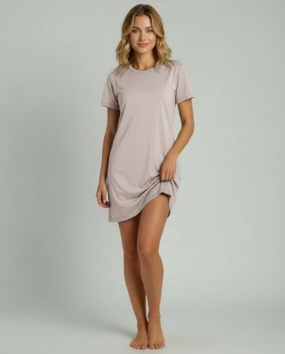 Image of Real Essentials 3 Pack: Women's Cotton Short Sleeve Nightgown Nightshirt Sleepshirt Ladies Sleepwear (Available in Plus Size)