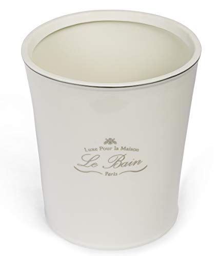 Le Bain Paris Collection by Ben&Jonah Heavy Porcelain Waste Basket (9.5 H x 8  Top Diameter, 7  Bottom Diameter)