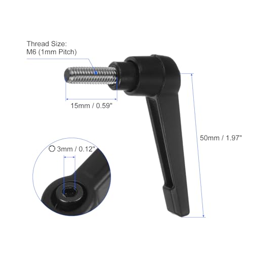 Image of uxcell 2pcs Clamping Lever Handles, M6 x 15mm 304 Stainless Steel Threaded Male Stud, Adjustable Handles Locking Quick Release Ratchet Push Button Bolt Knobs, Black