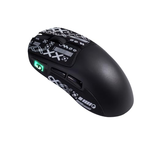 MAMBASNAKE M4 ゲーミングマウス 無線 充電式 ワイヤレスマウス ゲーミング 小型 超軽量 bluetoothマウス 有線ゲーミングマウス 3モード PAW3311センサー 1000Hz 24000DPI 耐用性 氷感コーティング 発汗防止 eスポーツ 仕事用 オフイス fps ― ブラック（滑り止めシール付き）
