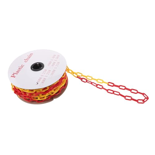 Amosfun Cadena de Plástico para Conos de Tráfico 6 Mm, Barrera de Seguridad Amarillo y Rojo, 25 Metros, Resistente Intemperie para Control de Multitudes y Delimitación en Exteriores