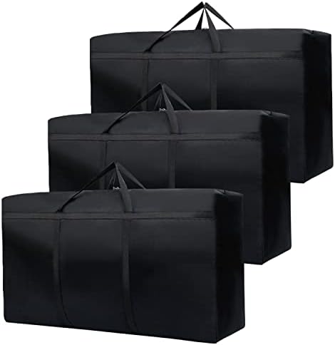 3 Pack 180L Large Storage Bags,600D Oxford Waterproof Garden Moving Storage Boxes with Zips,Under Bed Storage Box with Lid for Clothes,Duvet,Laundry