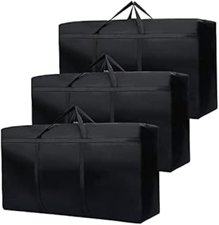 3 Pack 180L Large Storage Bags,600D Oxford Waterproof Garden Moving Storage Boxes with Zips,Under Bed Storage Box with Lid for Clothes,Duvet,Laundry
