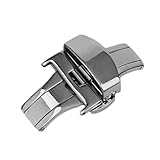 Formschön und langlebig. Swiftswan Edelstahl Push Button Butterfly Faltschließe für Lederarmband Band Silber (18mm)