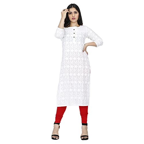 Image of DREAM & DZIRE Women Chikankari Kurti in Dark Blue for Plus Size & Small Size.