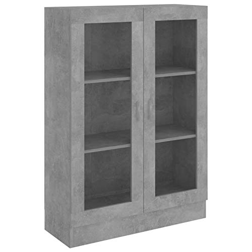 Festnight Meuble de Rangement Armoire à vitrine Gris béton 82,5x30,5x115 cm Aggloméré
