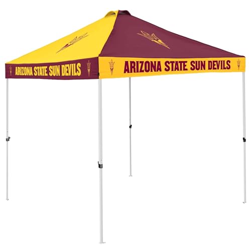 Logo Brands NCAA Arizona State Sun Devils 9 x 9 Foot Pinwheel Tailgating Checkerboard Canopy Tailgate Tent - 9' x 9', Vented Roof, Adjustable Height, Wheeled Carrying Bag, Powder Coated Steel