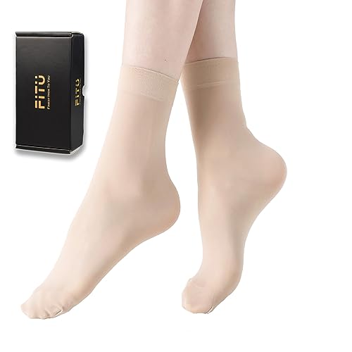 Image of Women's 10-24 Pairs (in Gift Box) Ankle High Sheer Nylon Socks Soft Tight Hosiery with Reinforced Toe