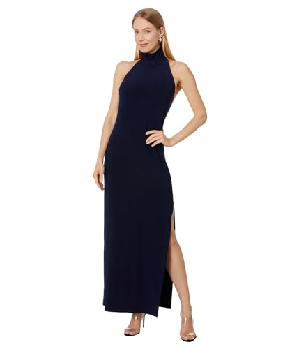 Image of Norma Kamali Women's Halter Turtle Side Slit Gown