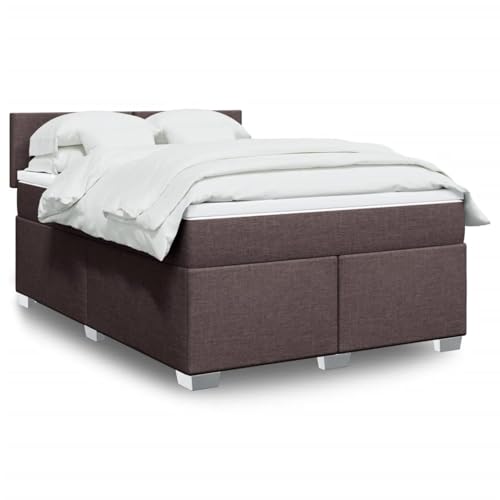 Brokky Cama Box Spring con colchón Cama con colchon Estructura Cama Base de Cama somier Tela marrón Oscuro 140x190 cm / 3285879