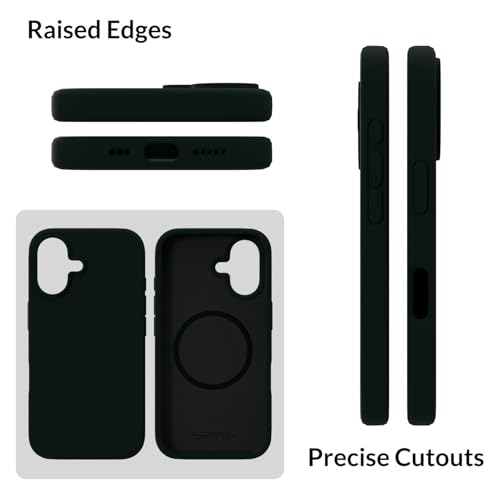 Image of SPRIG Compatible with iPhone 16 Premium SilkMag (Liquid Silicone Magnetic) Back Cover Drop Tested Shock Proof Mobile Case for Men, Women, Boys and Girls with Camera Protection (Dark Green)