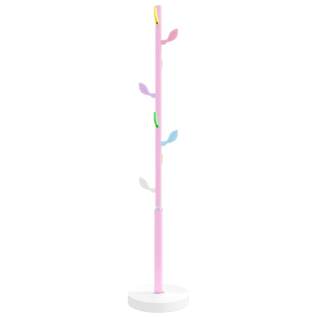 vidaXL Coat Stand, Coat Rack for Hallway Living Room, Clothes Stand with Hooks, Coat Hanger, Modern Style, Pink Powder-coated Iron