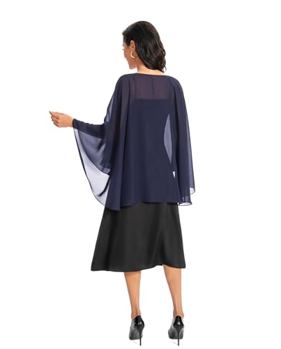 Image of Baoqiya Chiffon Capes Sheer Capelets Long Cape Poncho For Women Plus Size