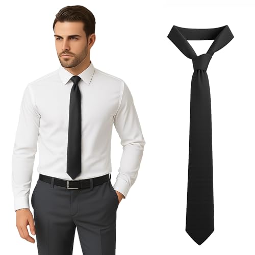 Man of Men Solid Black Color Ties for Men, Mens Ties, Adjustable Mens Tie, Necktie for Business and Wedding