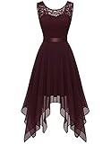 Berylove Cocktailkleid Kurz Kleid Hochzeit Gast Festliche Kleider für Damen Hochzeit Abendkleider Elegant für Hochzeit Knielang BLP7039 Burgundy M