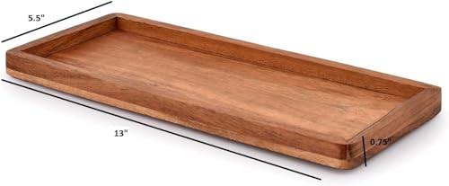 NIRMAN Acacia Wood Rectangular Wooden Platters for Home Decor, Food, Vegetables, Fruit, Charcuterie, Appetizer Serving Tray (13" x 5.5" x 0.75") (Set of 3) - Image 5