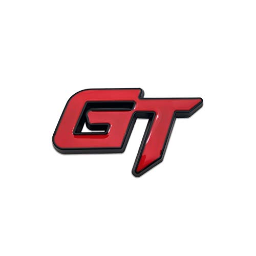 Chrome Metal Gt Logo Car Emblem Premium 3D Badge Auto Racing Sport Sticker Grand Tourer Decal (Black&Red) #TOP16