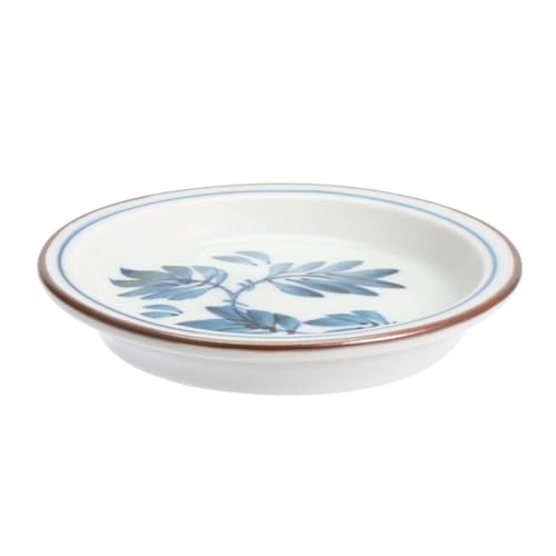 Zerodeko Couvercle de Tasse en Céramique Japonaise Bleu, Forme Ronde Feuille, Surface Lisse et Finition Soignée, Accessoire Créatif pour Usage Domestique