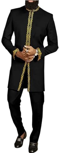 Costume Dashiki homme africain 2 pièces coupe ajustée pour fêtes traditionnelles