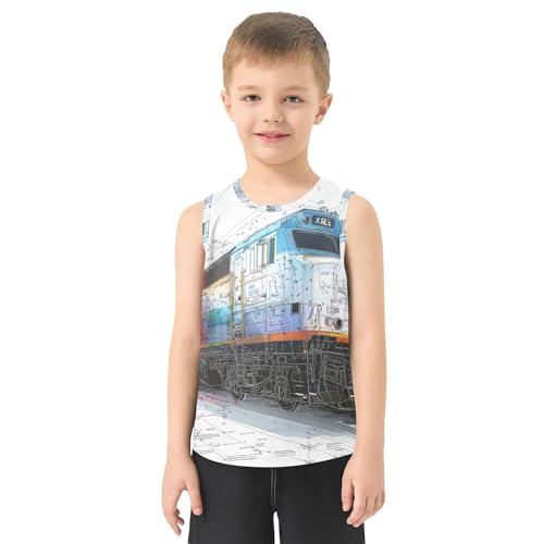 JUNZAN Desert Road Engineering Machinery Boys Tshirts Tank Tops Sleeveless Kids Vest for Biking Surfing Vacation Swim 3T2