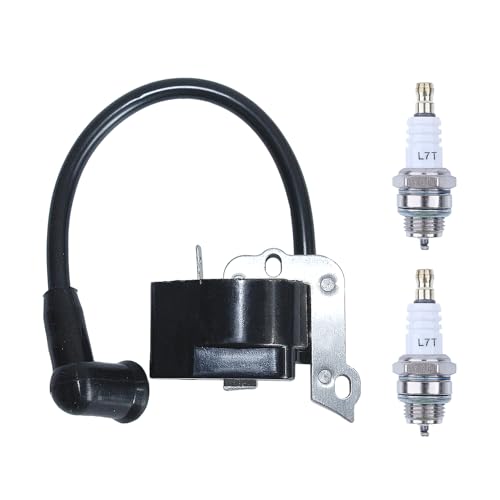 Bobine Allumage pour FS38 FS45 FS46 FS55 FC55 HL45 KM55 Débroussailleuse, ADEFOL Module de Bobine d'allumage avec 2 Bougie Pièces de Rechange Tondeuse à...