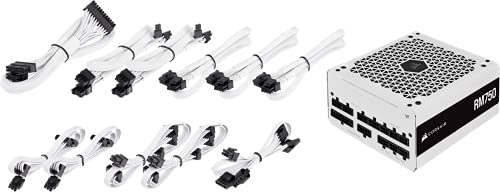 Corsair RM750 (2021), RM Series, 750 Watt 80 Plus Gold Fully Modular ATX Power Supply (Triple EPS12V Connectors, Low-Noise Operation, Zero RPM Fan Mode, 105°C Capacitors, Modern Standby) White Corsair RM750 (2021), RM Series, 750 Watt 80 Plus Gold Fully Modular ATX Power Supply (Triple EPS12V Connectors, Low-Noise Operation, Zero RPM Fan Mode, 105°C Capacitors, Modern Standby) White