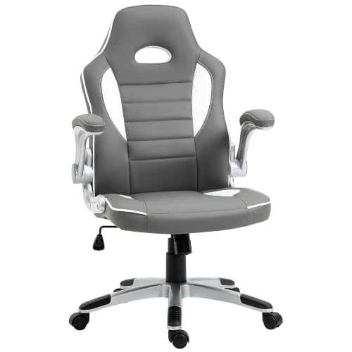 Image of Vinsetto Computer Gaming Chair, Office Desk Swivel Chair, PU Leather, Grey